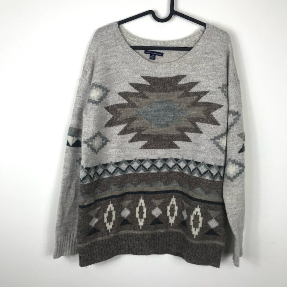 America Eagle Knit Sweater Tribal Pattern Small